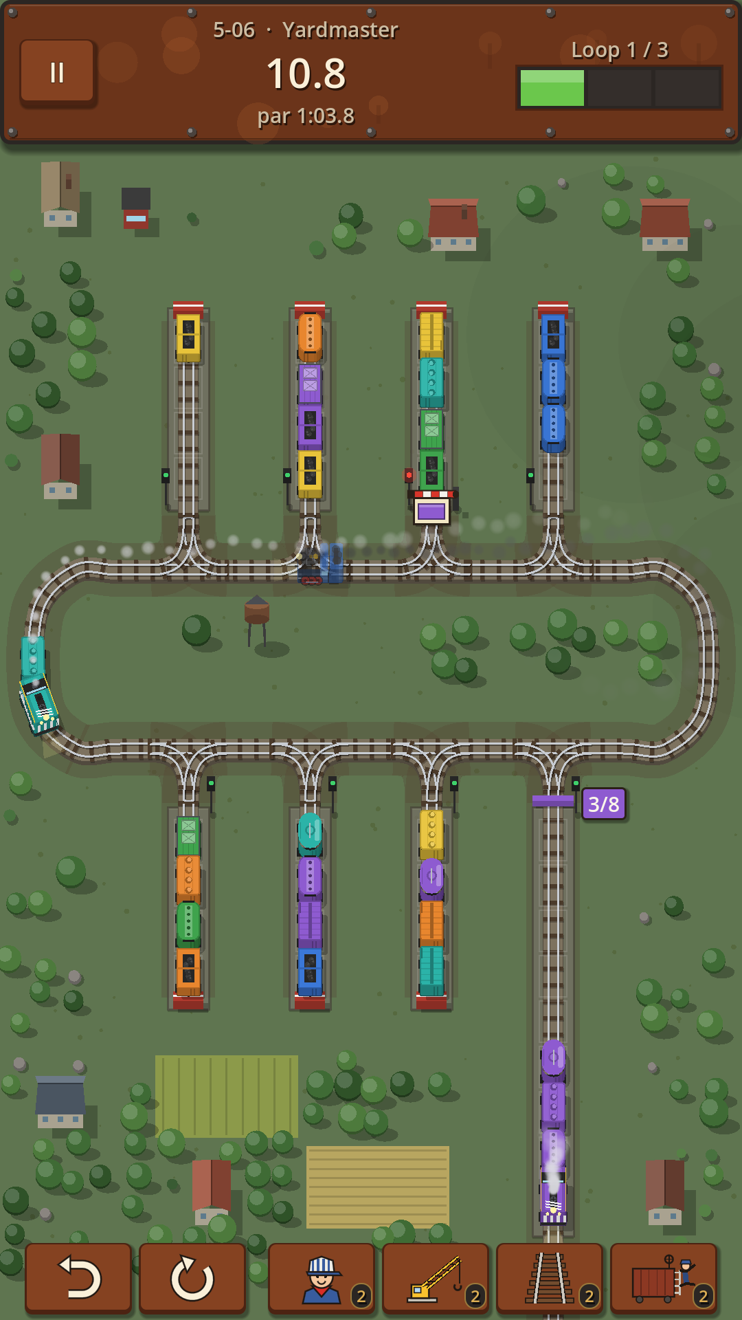 A Yardmaster yard with a locked siding and a unit train